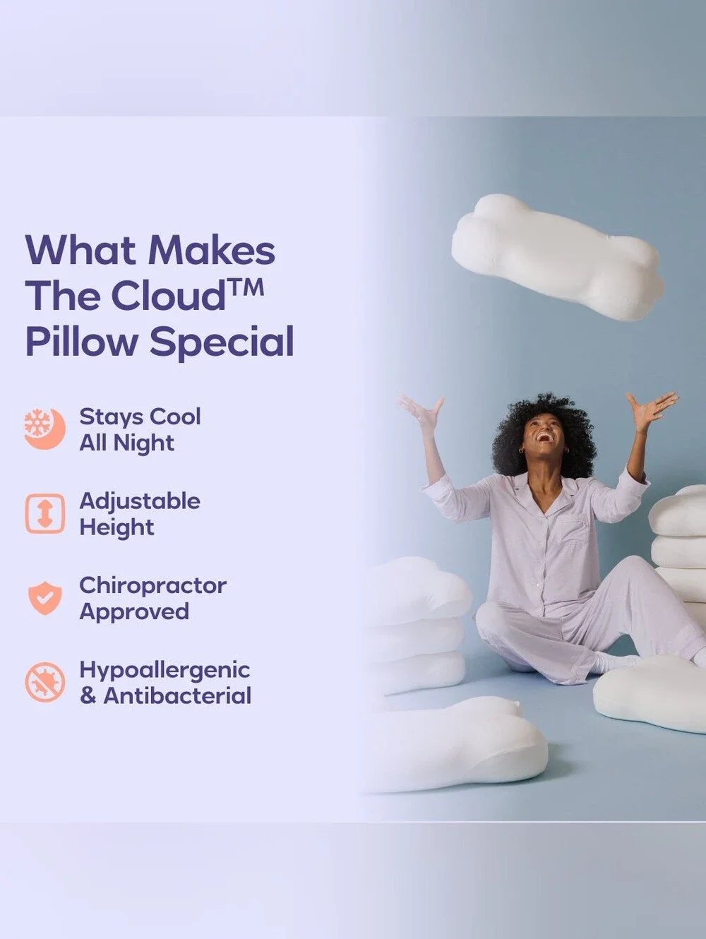 Mellow CloudAlign Pillow w/ 2 Cloud Cooling Cases